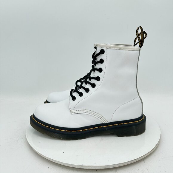 Dr. Martens The Original 1460 Women Size 7 White Leather 8 Hole Combat Boot - Picture 1 of 11